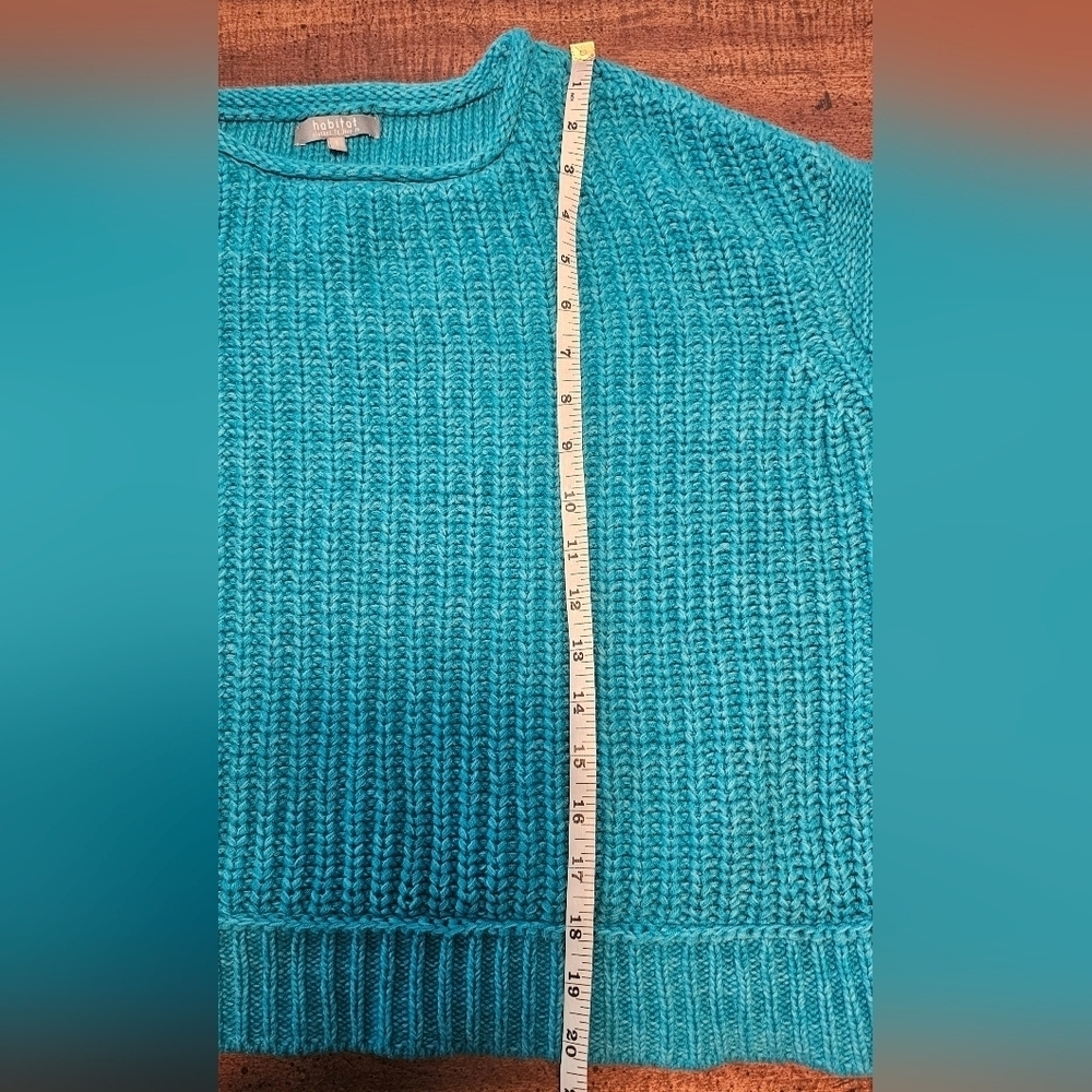 Habitat Women's Cotton Shaker Knit Crew Neck Blue Long Sleeve Sweater Size Small - Picture 12 of 13